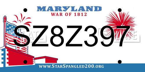 SZ8Z397 Maryland License Plate