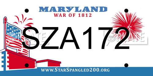 SZA172 Maryland License Plate
