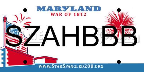 SZAHBBB Maryland License Plate