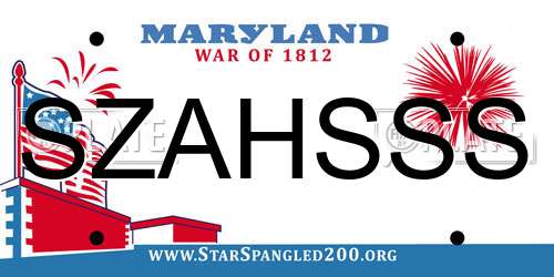 SZAHSSS Maryland License Plate