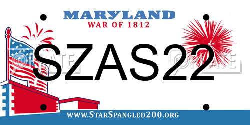 SZAS22 Maryland License Plate