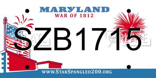 SZB1715 Maryland License Plate