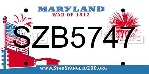 SZB5747 Maryland License Plate