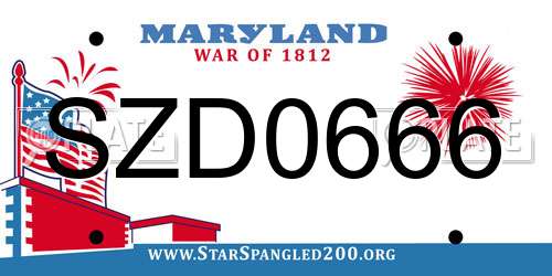 SZD0666 Maryland License Plate