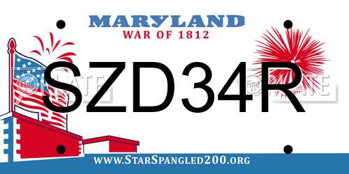 SZD34R Maryland License Plate