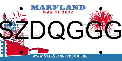SZDQGGG Maryland License Plate
