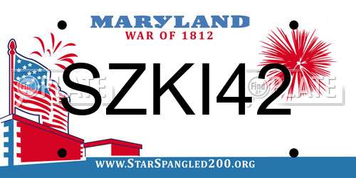 SZKI42 Maryland License Plate