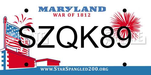 SZQK89 Maryland License Plate
