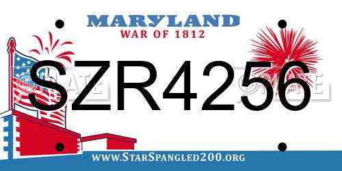SZR4256 Maryland License Plate