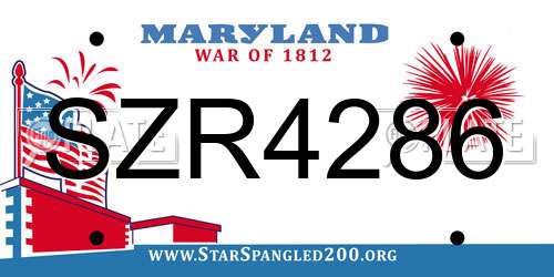 SZR4286 Maryland License Plate