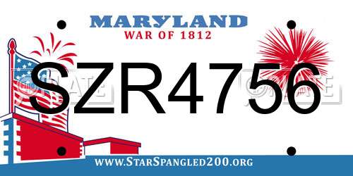 SZR4756 Maryland License Plate