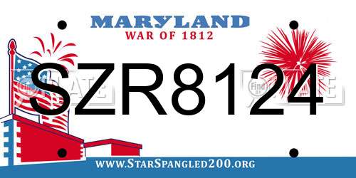 SZR8124 Maryland License Plate