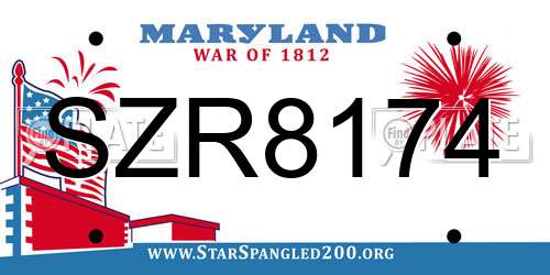 SZR8174 Maryland License Plate