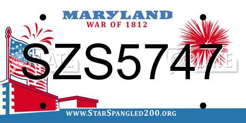 SZS5747 Maryland License Plate