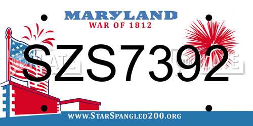 SZS7392 Maryland License Plate