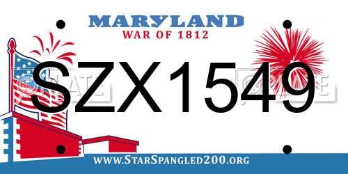 SZX1549 Maryland License Plate