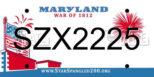 SZX2225 Maryland License Plate