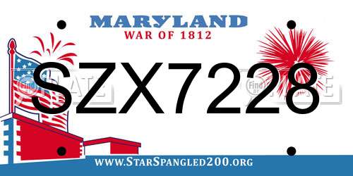 SZX7228 Maryland License Plate