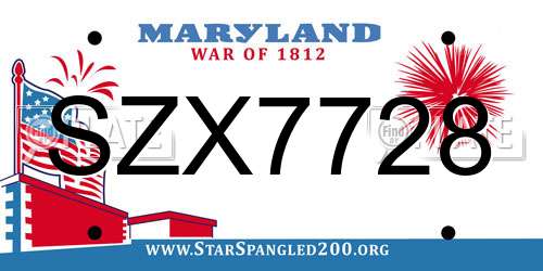 SZX7728 Maryland License Plate