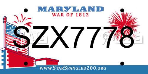 SZX7778 Maryland License Plate
