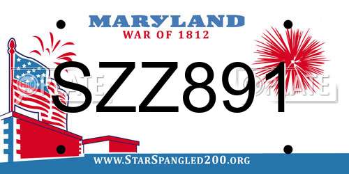 SZZ891 Maryland License Plate