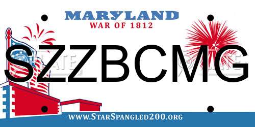 SZZBCMG Maryland License Plate