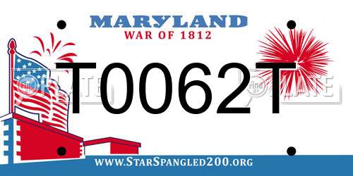 T0062T Maryland License Plate
