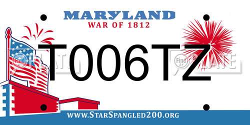 T006TZ Maryland License Plate