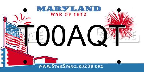 T00AQT Maryland License Plate