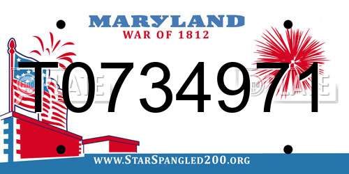 T0734971 Maryland License Plate