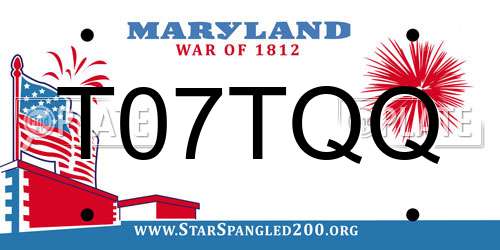T07TQQ Maryland License Plate