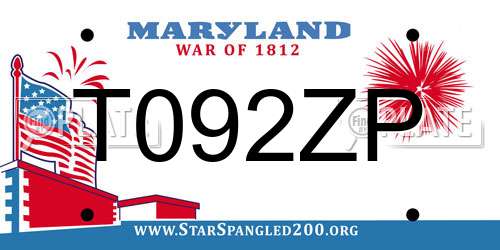 T092ZP Maryland License Plate