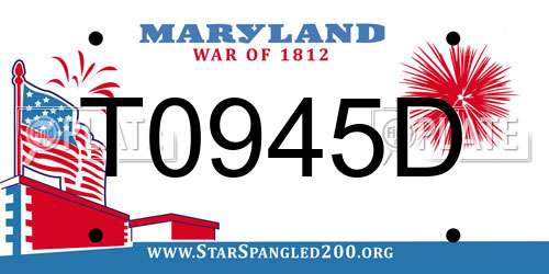 T0945D Maryland License Plate