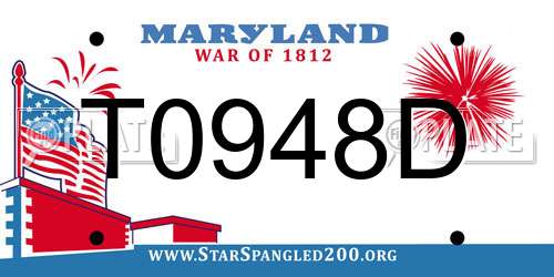 T0948D Maryland License Plate