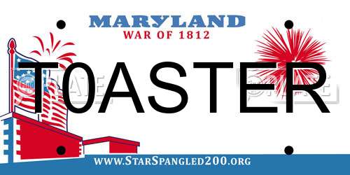 T0ASTER Maryland License Plate