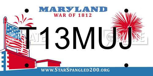 T13MUJ Maryland License Plate
