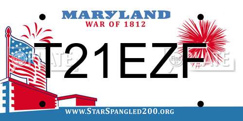 T21EZF Maryland License Plate