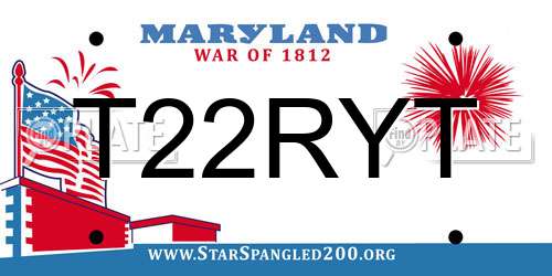 T22RYT Maryland License Plate
