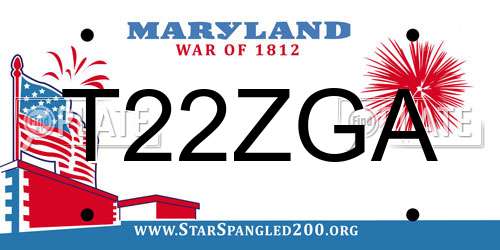 T22ZGA Maryland License Plate