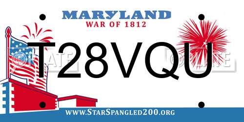 T28VQU Maryland License Plate