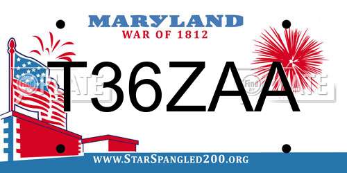 T36ZAA Maryland License Plate