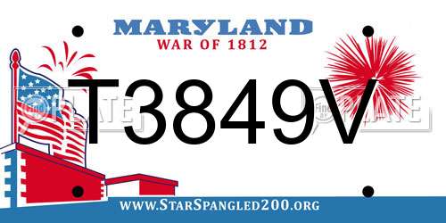 T3849V Maryland License Plate
