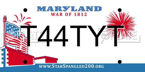 T44TYT Maryland License Plate