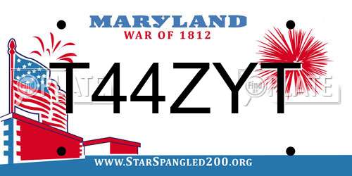 T44ZYT Maryland License Plate