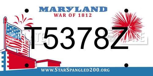T5378Z Maryland License Plate