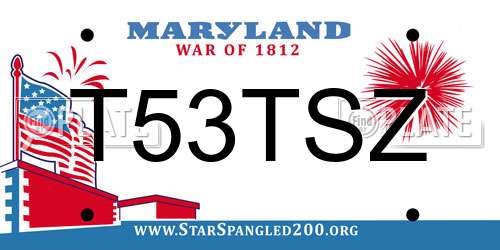 T53TSZ Maryland License Plate