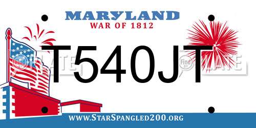 T540JT Maryland License Plate