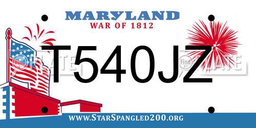 T540JZ Maryland License Plate