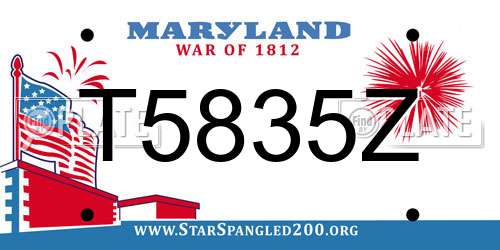 T5835Z Maryland License Plate