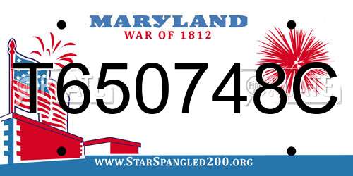 T650748C Maryland License Plate